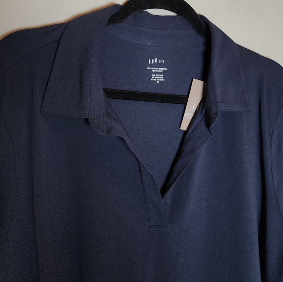 NWT J. Jill Fit Cotton Stretch Navy Blue Polo Short Sleeve Shirt Size 2X - Picture 7 of 13